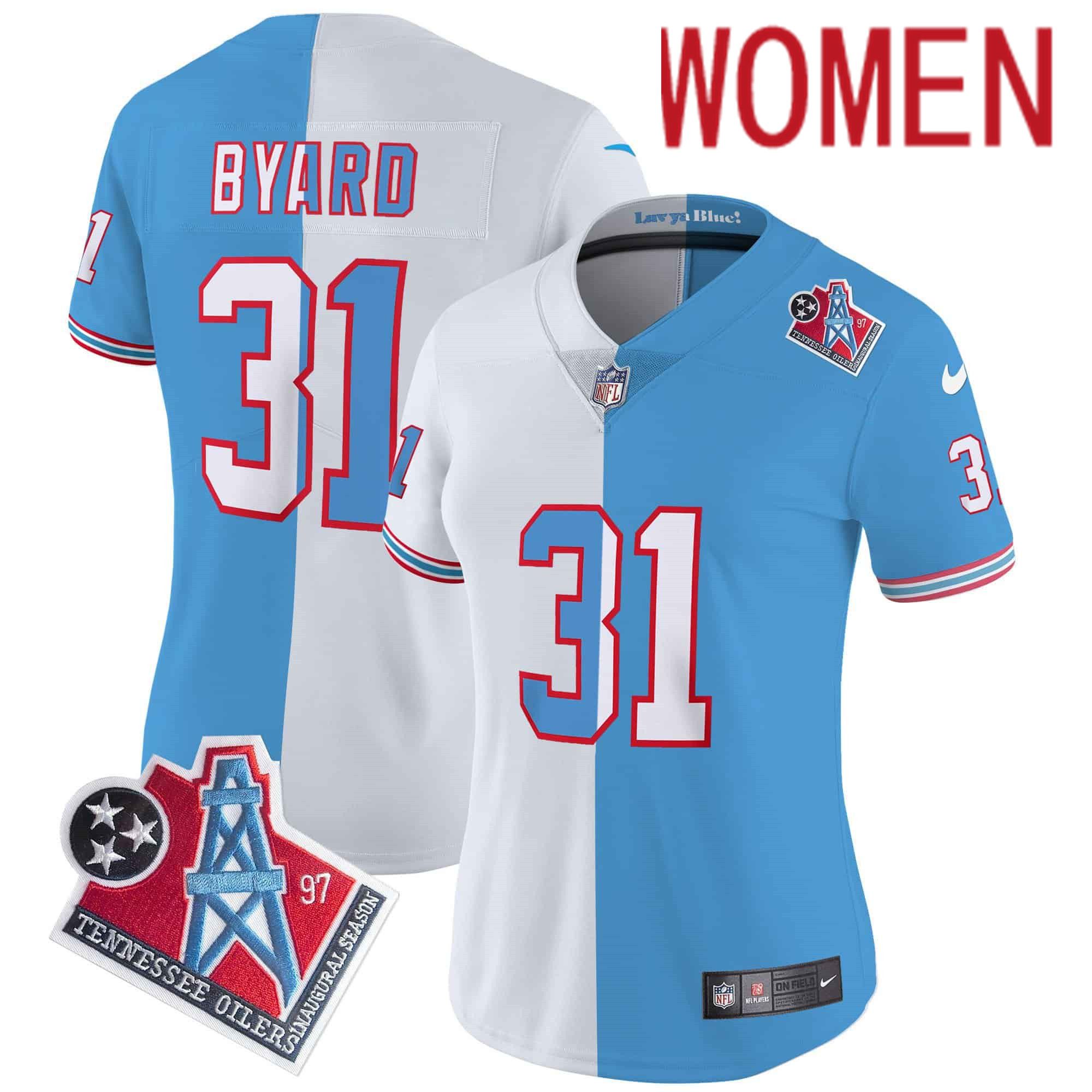 Women Tennessee Titans 31 Byard Light Blue with white 1997 Throwback 2024 Nike Limited Vapor NFL Jersey